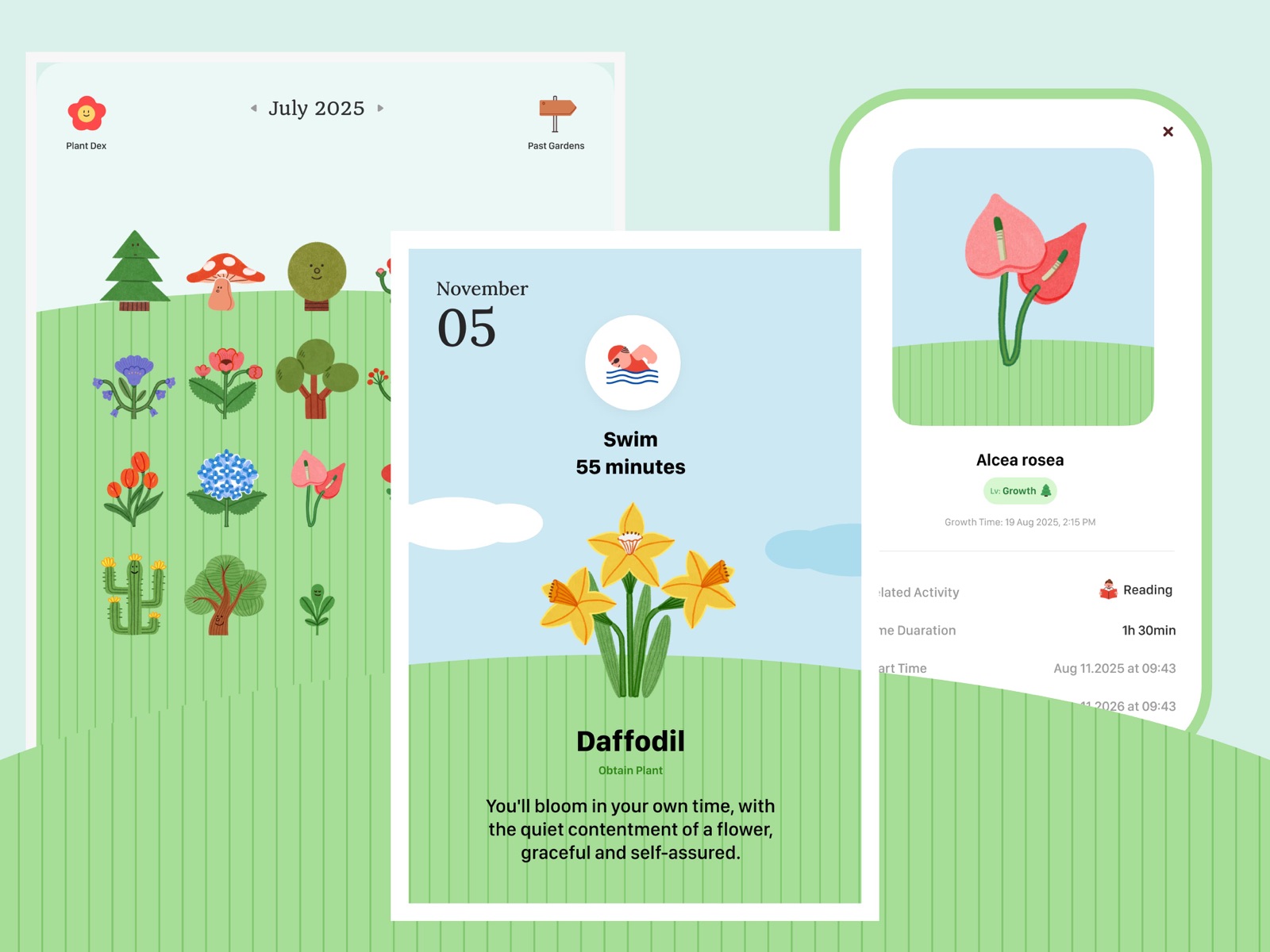 TimeGrow App monthly garden flourishing