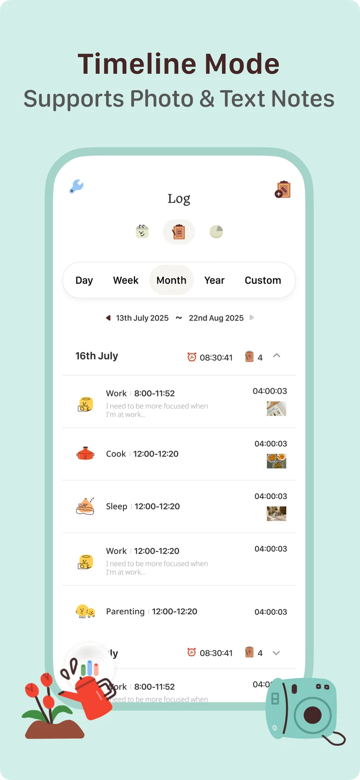Visual Time Blocking Timeline in TimeGrow - See your day bloom without spreadsheet stress